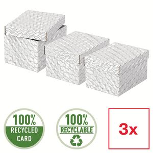 Set 3 buc Cutii arhivare carton 250 x 200 x 150 mm alb Esselte Home Recycled