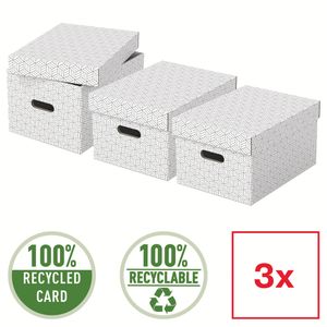 Set 3 buc Cutii arhivare carton 360 x 260 x 200 mm alb Esselte Home Recycled