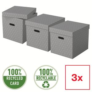 Set 3 buc Cutii arhivare carton 360 x 320 x 310 mm gri Esselte Home Recycled
