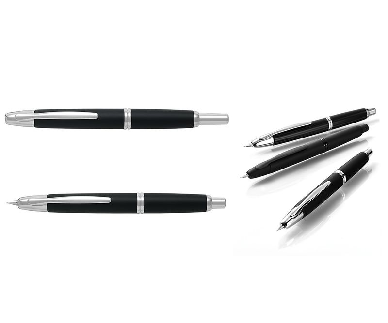 Stilou-Pilot-Capless-Rhodium-negru-mat-varf-mediu