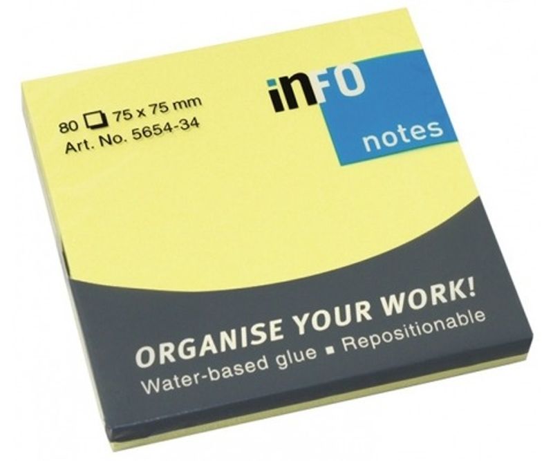 Notite-adezive-Infonotes-75x75mm-80file-galben-briliant-