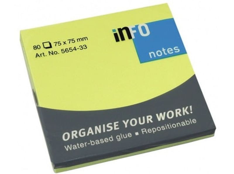 Alege Notite adezive Info Notes 75x75 80 file, verde briliant