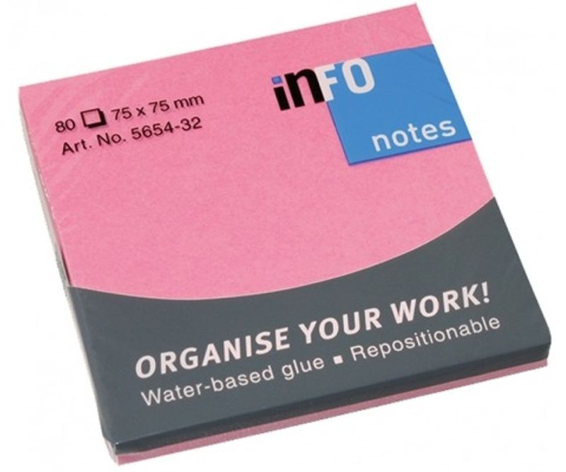 Notite-adezive-Infonotes-75x75mm-80file-roz-briliant-