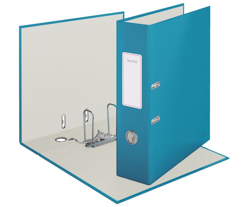 Biblioraft-Leitz-180°-Cosy-carton-laminat-A4-80-mm-albastru-celest