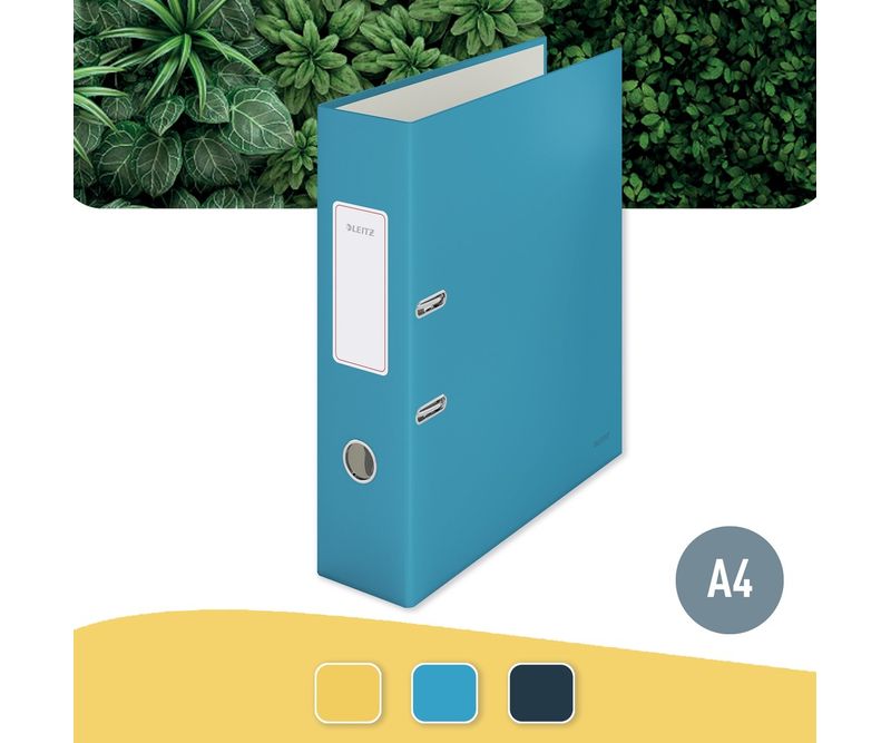 Biblioraft-Leitz-180°-Cosy-carton-laminat-A4-80-mm-albastru-celest