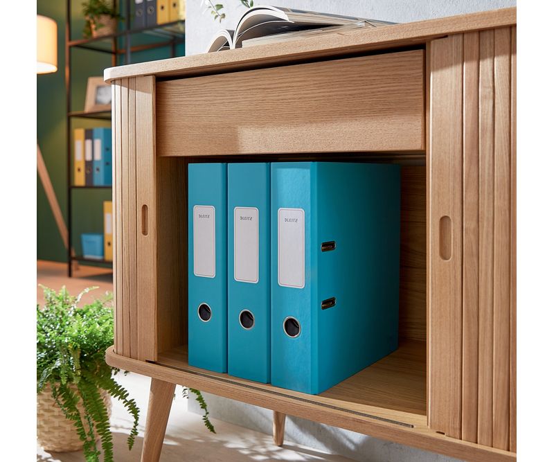 Biblioraft-Leitz-180°-Cosy-carton-laminat-A4-80-mm-albastru-celest
