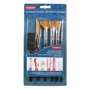 Set 6 pensule Derwent Professional pentru pictat diverse modele pentru diferite tehnici blister negru