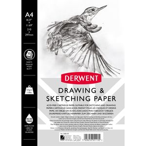 Caiet pentru schite si desen Derwent Professional hartie alba A4 cu spira 30 coli 165 gsm calitate premium