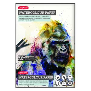 Caiet pentru desen pe baza de apa Derwent Profesional hartie alba A4 12 coli 300 gsm calitate premium