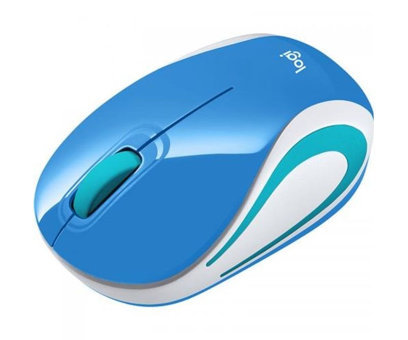 Mouse-Optic-Logitech-M187-USB-Wireless-Blue-White