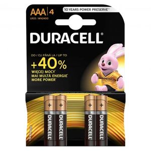 Set 4 baterii alcaline AAA R3 1.5V Duracell