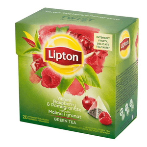 Ceai verde Lipton cu zmeura si rodie 20 piramide