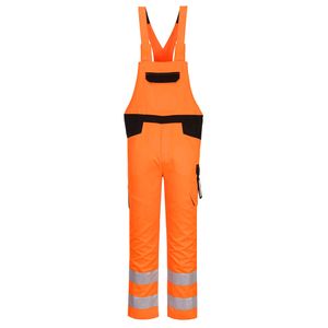 Pantaloni de protectie cu pieptar reflectorizanti portocaliu Portwest Hi-Vis Marime XL