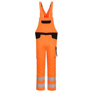 Pantaloni de protectie cu pieptar reflectorizanti portocaliu Portwest Hi-Vis Marime 2XL