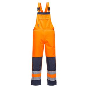 Pantaloni protectie UV cu pieptar portocaliu/bleumarin Portwest Marime 3XL
