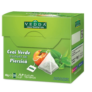 Ceai Vedda verde si piersica 20x2g piramide