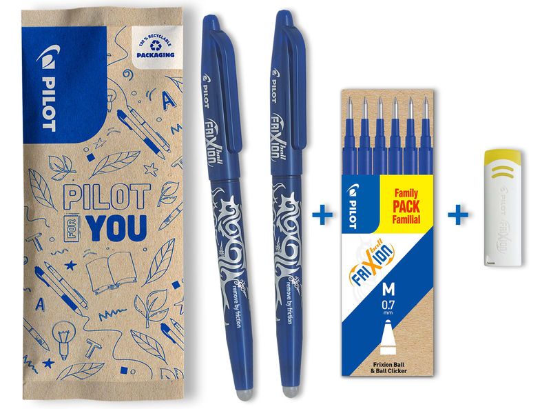 【re:z BLUE】SPICULE DIA SET Set Pilot FriXion Ball: 2 rollere, 6 rezerve și radieră - Dacris.net