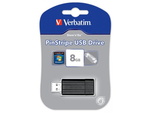 Stick Memorie Verbatim Store \'n\' Go PinStripe 8GB, USB 2.0, black