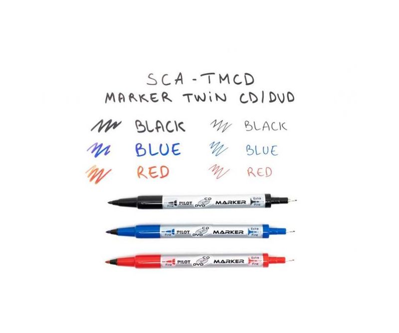 Marker-permanent-Twin-Pilot-0.7-mm-varf-rotund-pentru-CD-DVD