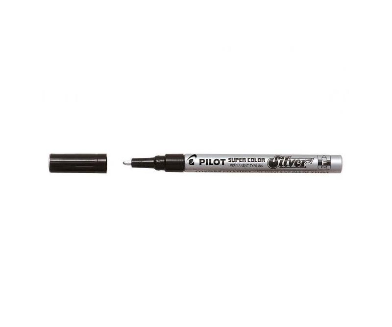 Marker-permanent-Pilot-Super-Color-Fine-varf-rotund-1.0-mm-argintiu