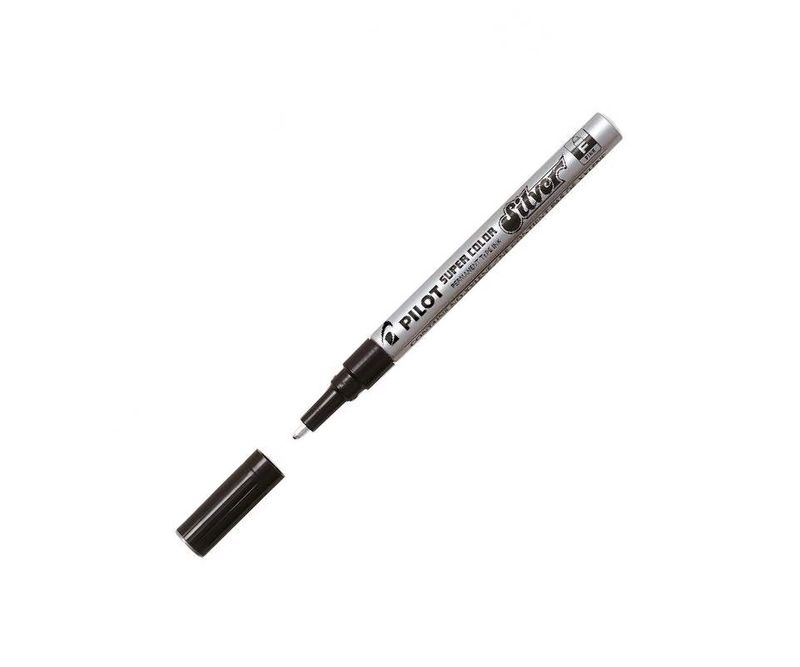Marker-permanent-Pilot-Super-Color-Fine-varf-rotund-1.0-mm-argintiu