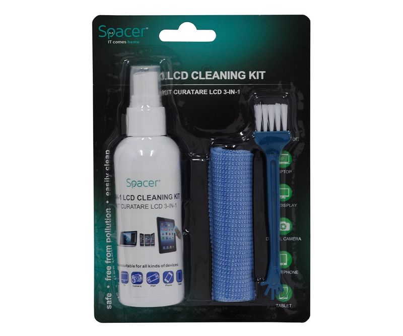 Kit-curatare-lcd-3-in-1-Spacer-100ml-servetel