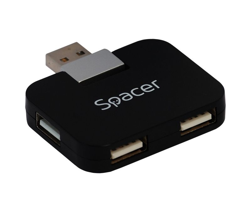 Hub-extern-Spacer-usb-2.0-x-4-usb-2.0-cablu-1m-negru