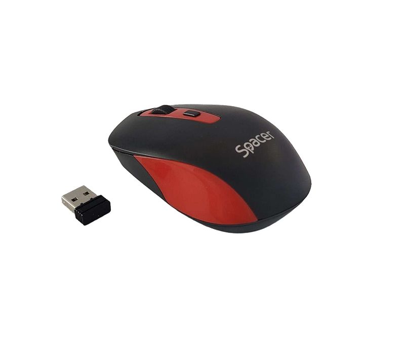 Mouse-wireless-Spacer-scroll-4-1-negru-cu-rosu