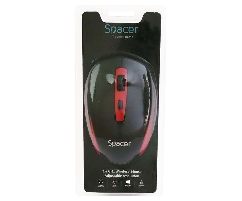 Mouse-wireless-Spacer-scroll-4-1-negru-cu-rosu