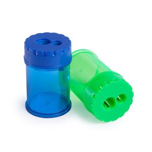 Pachet 24 buc ascutitoare creioane dubla plastic cu container rapesco double barell