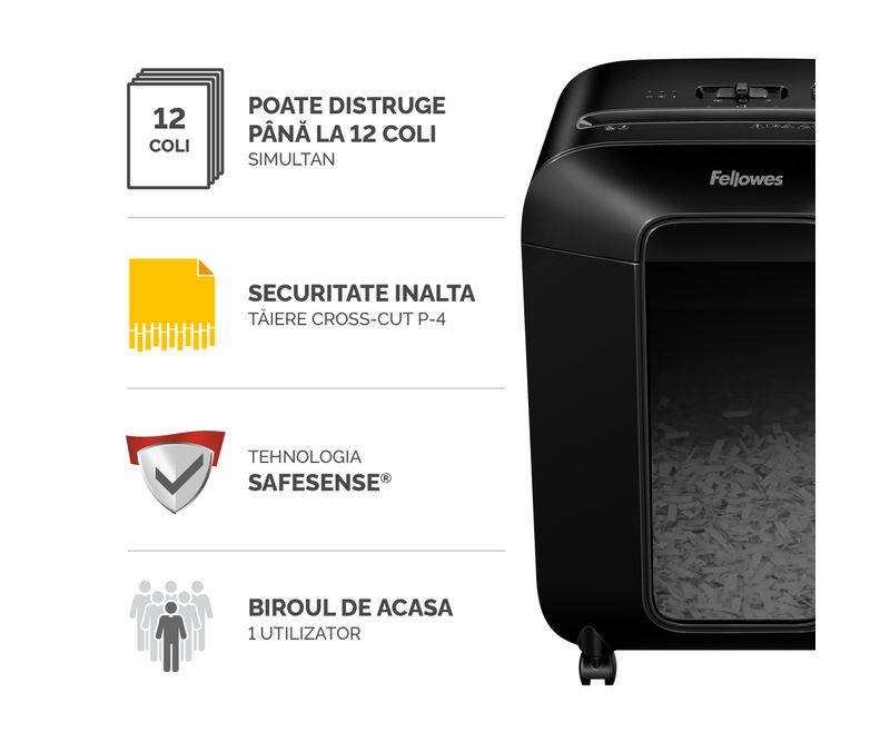 Distrugator-documente-manual-cross-cut-12-coli-Fellowes-LX85-12-coli-negru-2