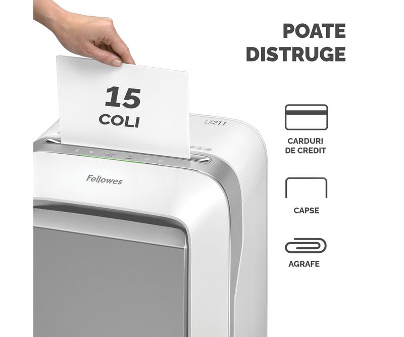 Distrugator-documente-manual-micro-cut-15-coli-Fellowes-LX-211-alb-3