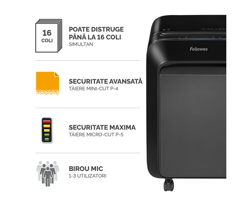 Distrugator-documente-manual-mini-cut-16-coli-Fellowes-LX210-negru-2