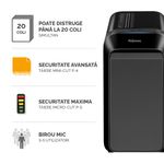 Distrugator-documente-manual-mini-cut-20-coli-Fellowes-LX220-negru