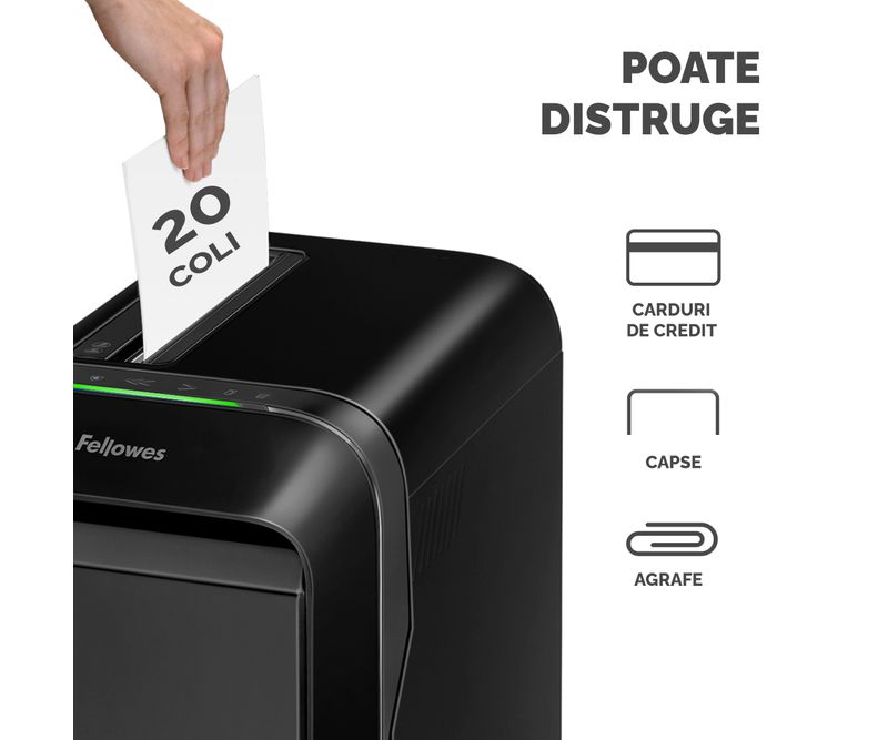 Distrugator-documente-manual-mini-cut-20-coli-Fellowes-LX220-negru