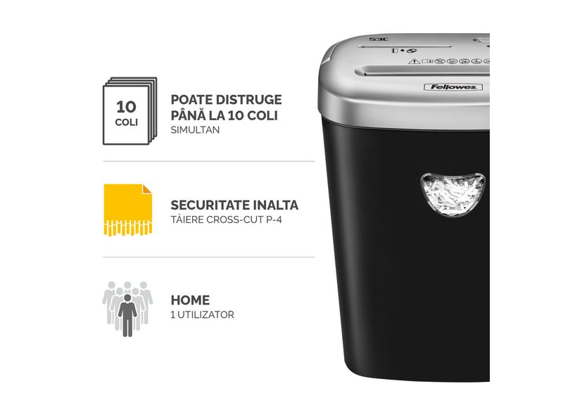 Distrugator documente manual cross cut 10 coli Fellowes 53C