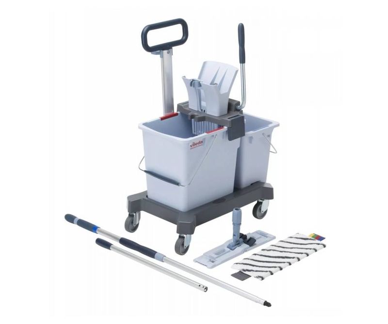 Set-carucior-curatenie-Vileda-Ultraspeed-Pro-Double-Bucket-mop-profesional