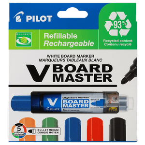 Set 5 markere pentru tabla Pilot Vboard Master 2.3 mm varf rotund