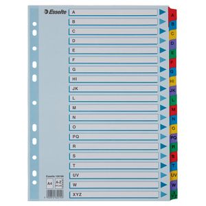 Index carton Esselte Mylar cu taste laminate A4