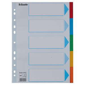 Separatoare Esselte carton reciclat si reciclabil A4 5 taste multicolor