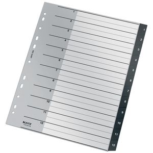 Index Leitz Recycle PP partial reciclat si reciclabil A4 1-12 negru