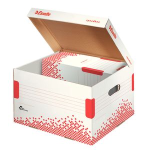 Cutie depozitare cu capac carton reciclat si reciclabil cu capac alb Esselte Speedbox