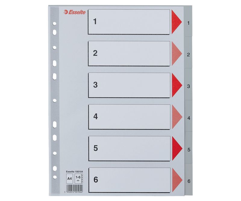 Index-Esselte-plastic-reciclabil-A4-1-6-gri