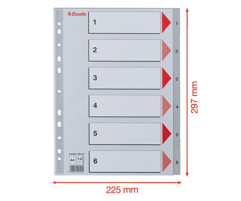 Index-Esselte-plastic-reciclabil-A4-1-6-gri