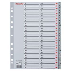 Index Esselte, plastic, reciclabil, A4, 1-54, gri