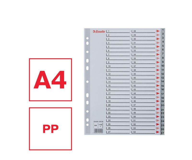 Index-Esselte-plastic-reciclabil-A4-1-54-gri