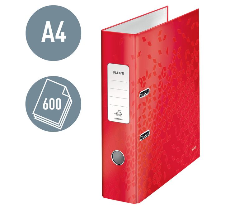 Biblioraft-Leitz-180-WOW-carton-laminat-partial-reciclat-certificare-FSC-A4-80-mm-rosu-0