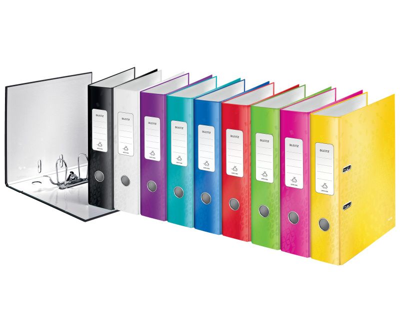 Biblioraft-Leitz-180°-WOW-carton-laminat-partial-reciclat-certificare-FSC-A4-80-mm-rosu