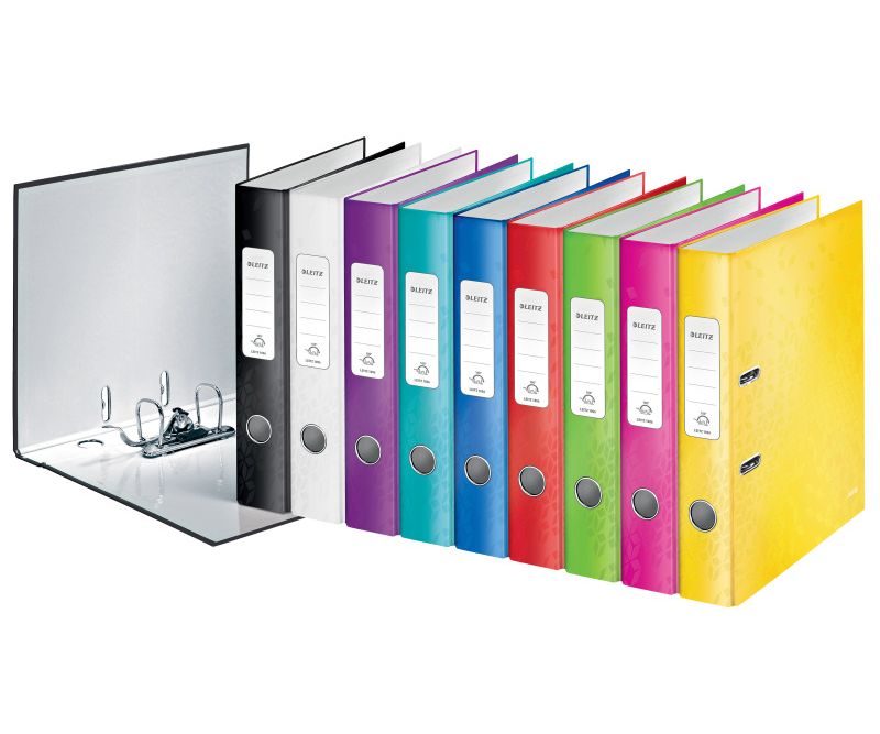 Biblioraft-Leitz-180°-WOW-carton-laminat-partial-reciclat-certificare-FSC-A4-52-mm-rosu