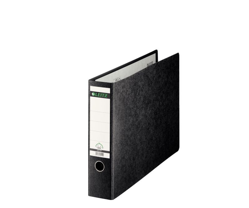 Biblioraft-Leitz-180°-carton-partial-reciclat-certificare-FSC-A3-landscape-80-mm-negru
